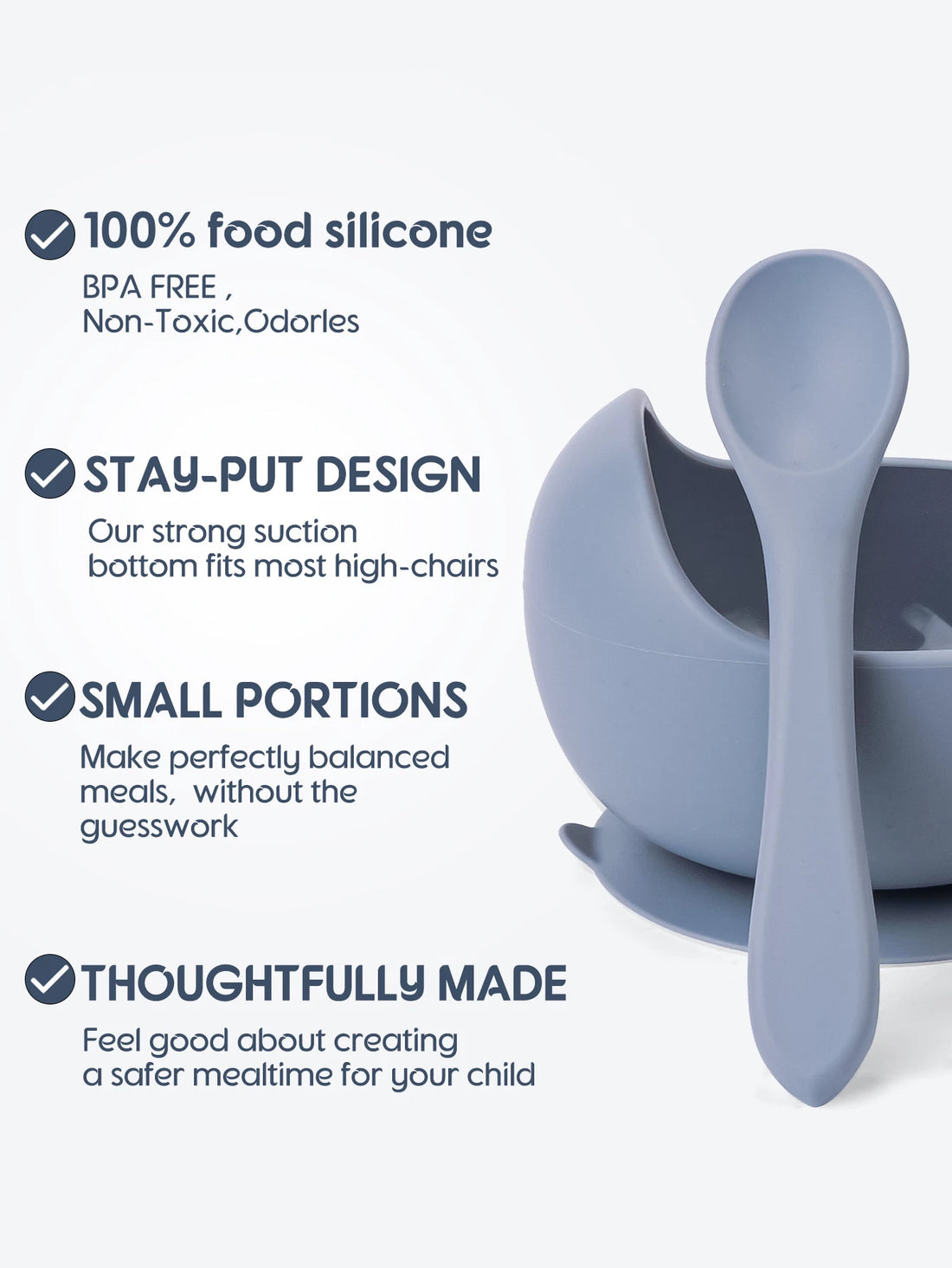 Baby Silicone Sucker Feeding Bowl - BPA-Free, Non-Slip Design for Easy Feeding