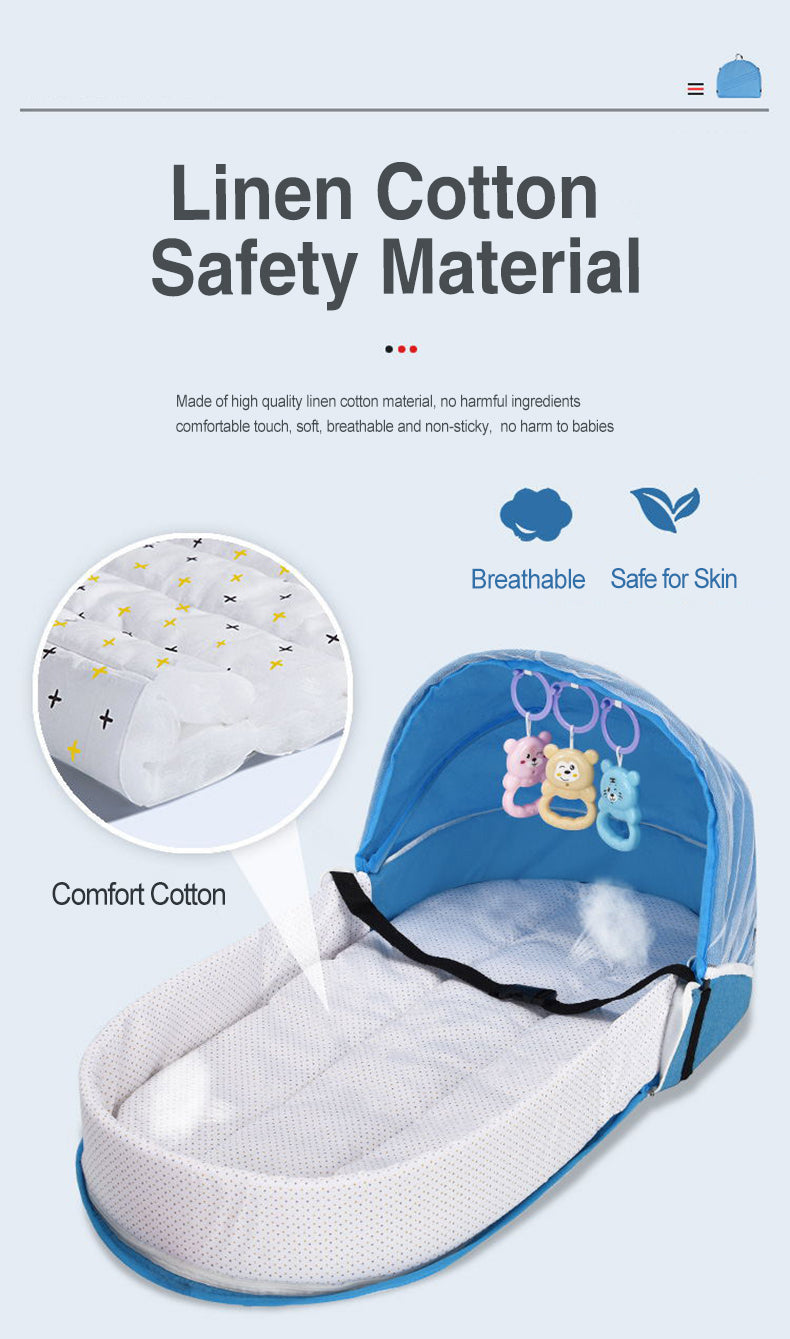 Multipurpose Foldable Baby Bed with Mosquito Net - Portable Travel Cot for Newborns