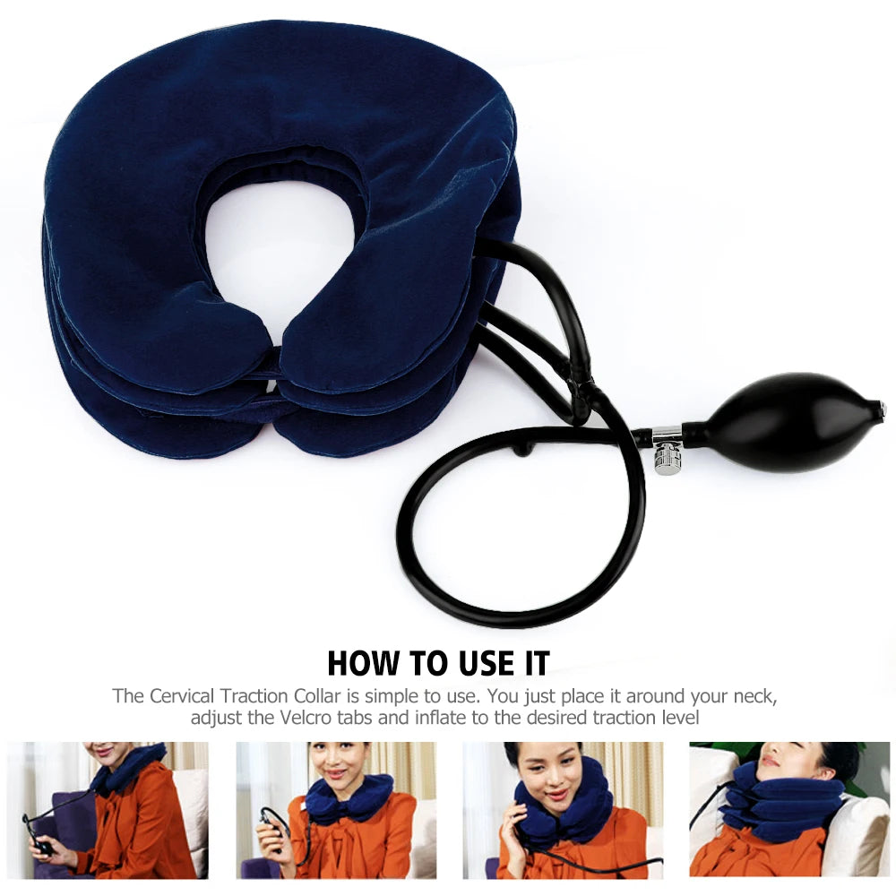 AIR NECK MASSAGER PILLOW – INFLATABLE CERVICAL COLLAR FOR NECK AND SHOULDER PAIN RELIEF