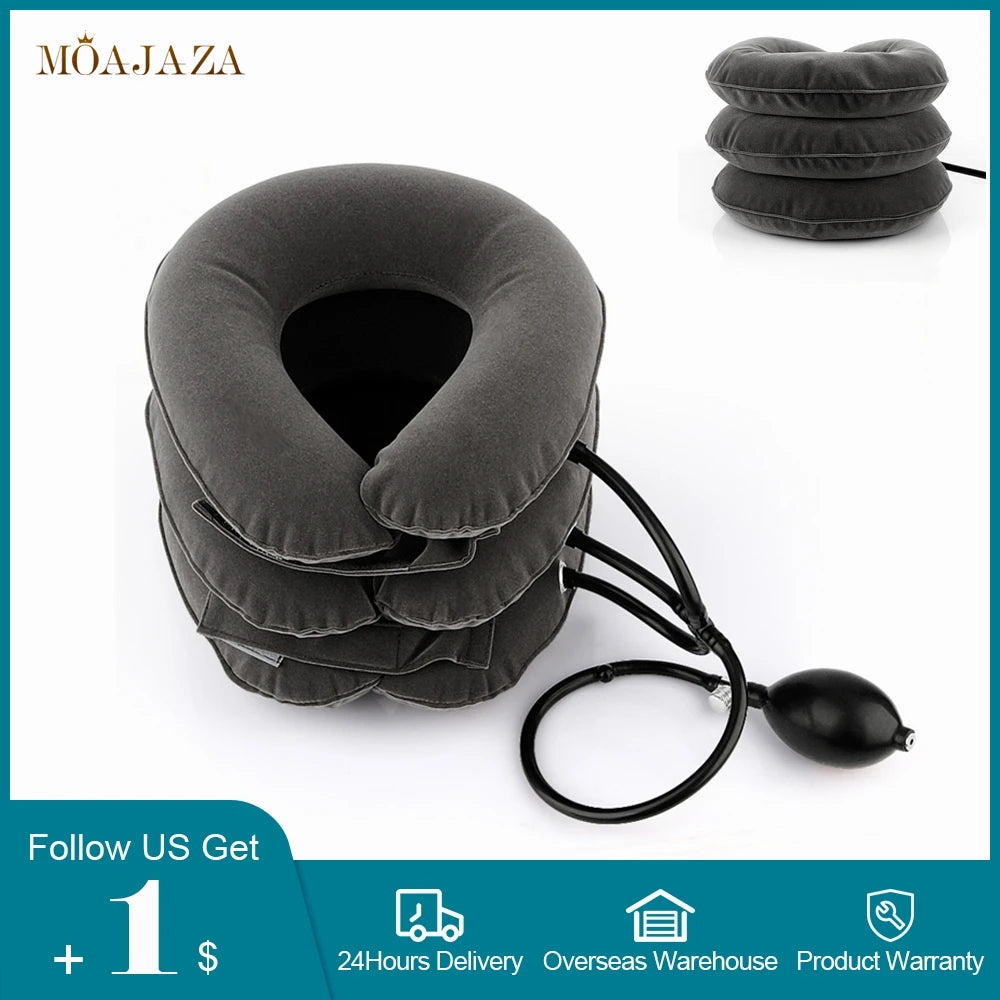 AIR NECK MASSAGER PILLOW – INFLATABLE CERVICAL COLLAR FOR NECK AND SHOULDER PAIN RELIEF