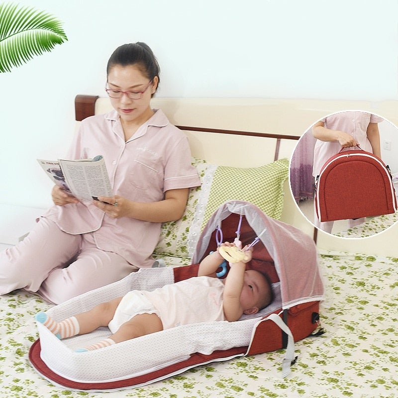 Multipurpose Foldable Baby Bed with Mosquito Net - Portable Travel Cot for Newborns