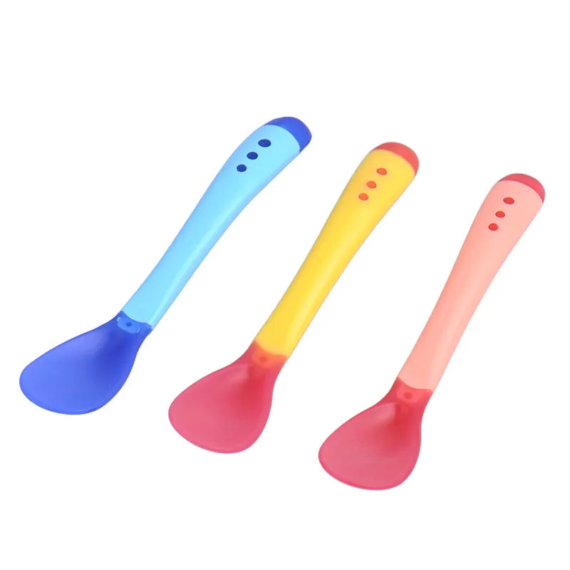 Baby Safety Feeding Spoon – Heat-Sensitive, BPA-Free Silicone Flatware for Babies