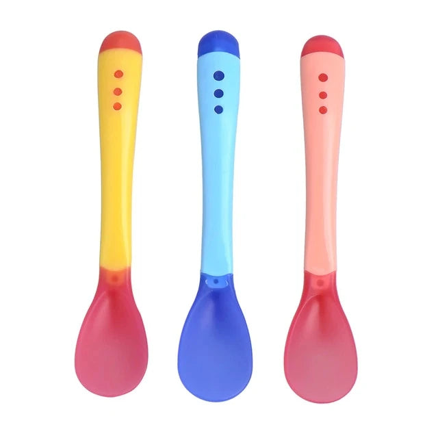 Baby Safety Feeding Spoon – Heat-Sensitive, BPA-Free Silicone Flatware for Babies