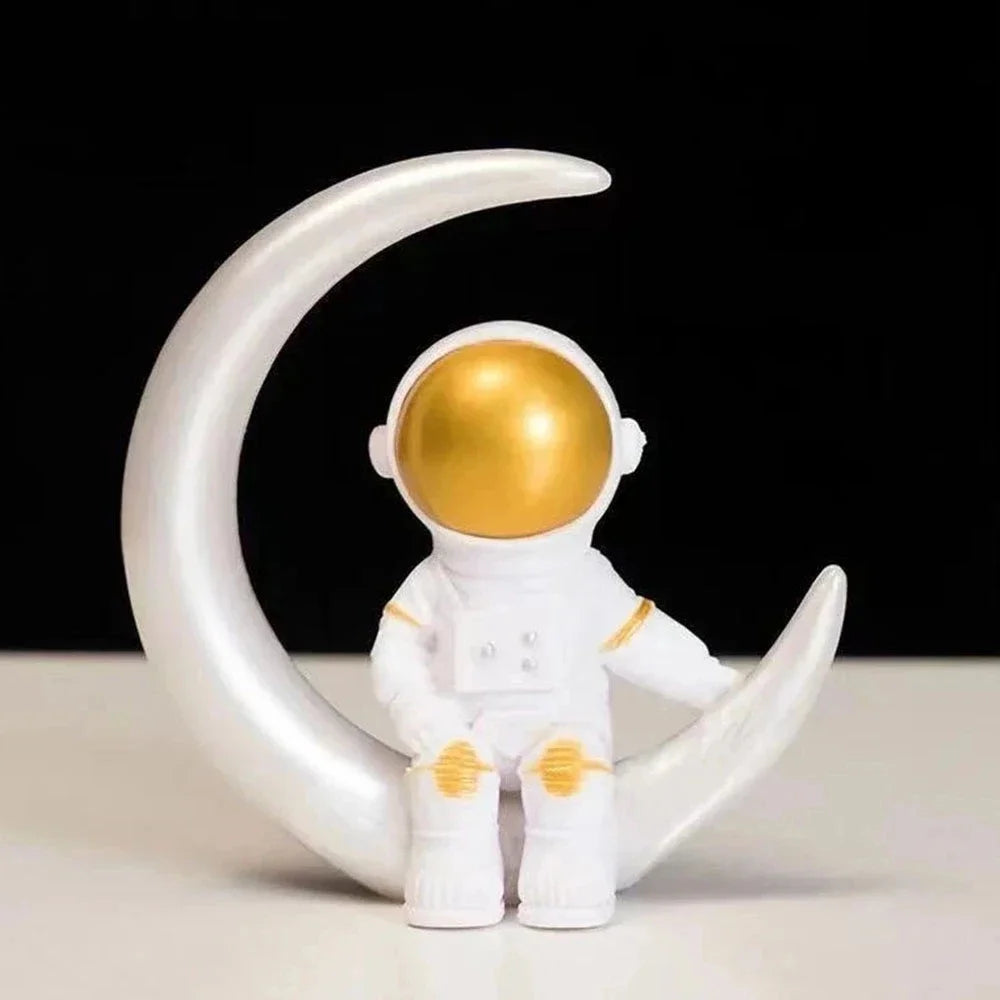 Resin Spaceman Moon Sculpture