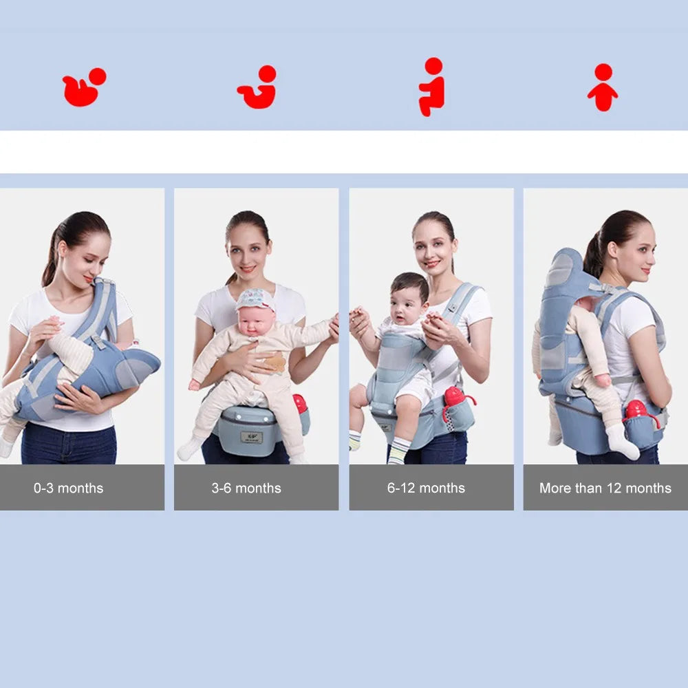 Multifunctional Baby Carrier with Hip Seat | Breathable, Comfortable, and Versatile for Newborns to Toddlers