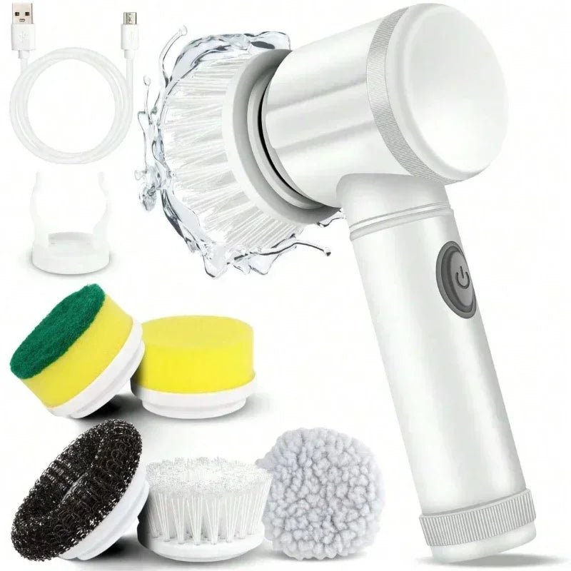 Electric Spin Scrubber Brush – 5-in-1 Multifunctional Cleaning Tool with USB Charging