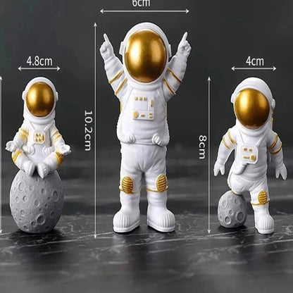 Resin Spaceman Moon Sculpture