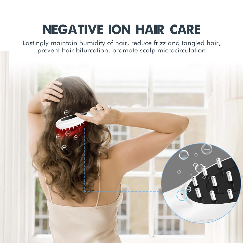 Electric Hair Growth Massage Comb – LED Light Therapy and Vibration Scalp Massager for Hair Growth