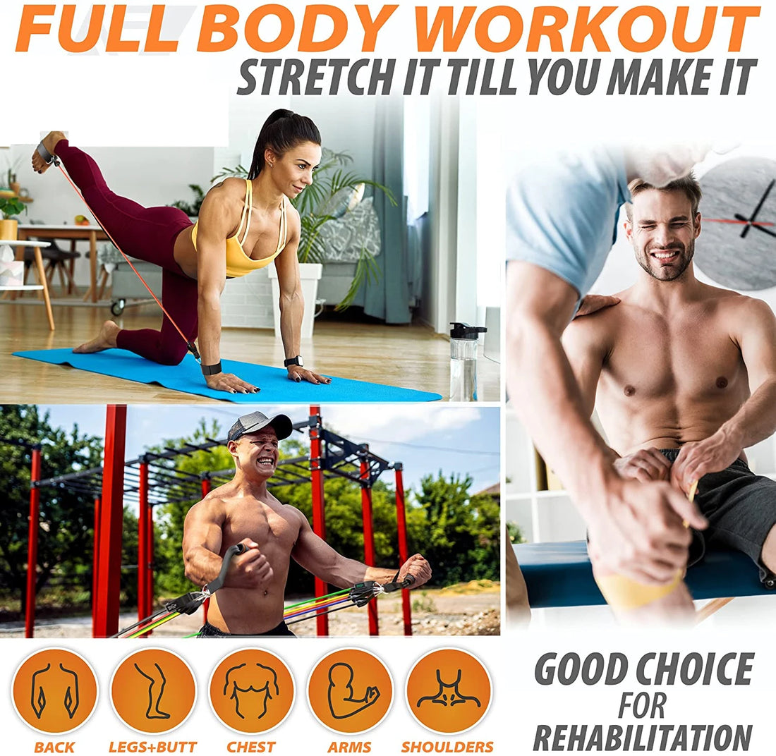 Gym Fitness Resistance Bands – Ultimate Home Workout Set for Strength Training and Flexibility