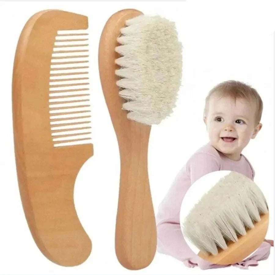 Baby Soft Wool Wood Comb - Gentle Detangling Brush for Delicate Baby Hair