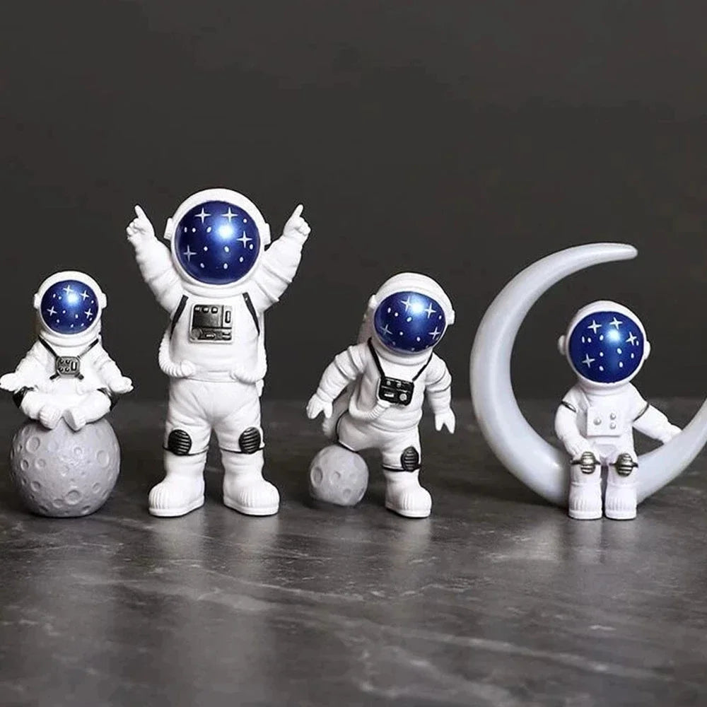 Resin Spaceman Moon Sculpture