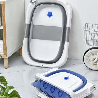 Real-time Temperature Baby Bathtub - Foldable, Portable, and Safe for Newborns