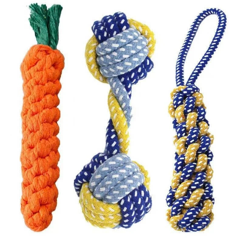 Dog Knot Rope Carrot Chew Toy