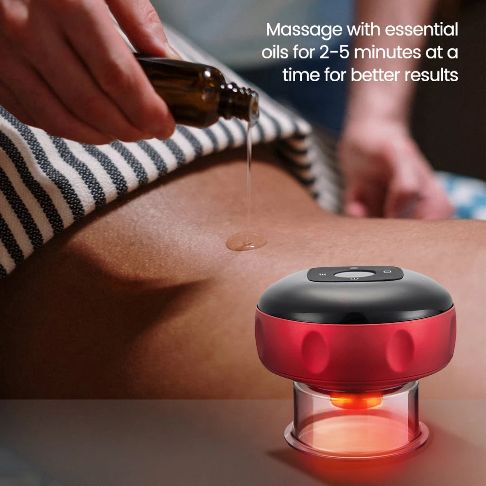 Electric Cupping Skin Scraping Massager – Red Light Therapy &amp; Negative Pressure Massage for Neck &amp; Body