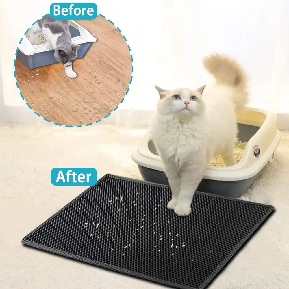 Cat Waterproof Litter Mat – Double-Layer, Non-Slip, Easy-to-Clean Mat for a Tidy Litter Box