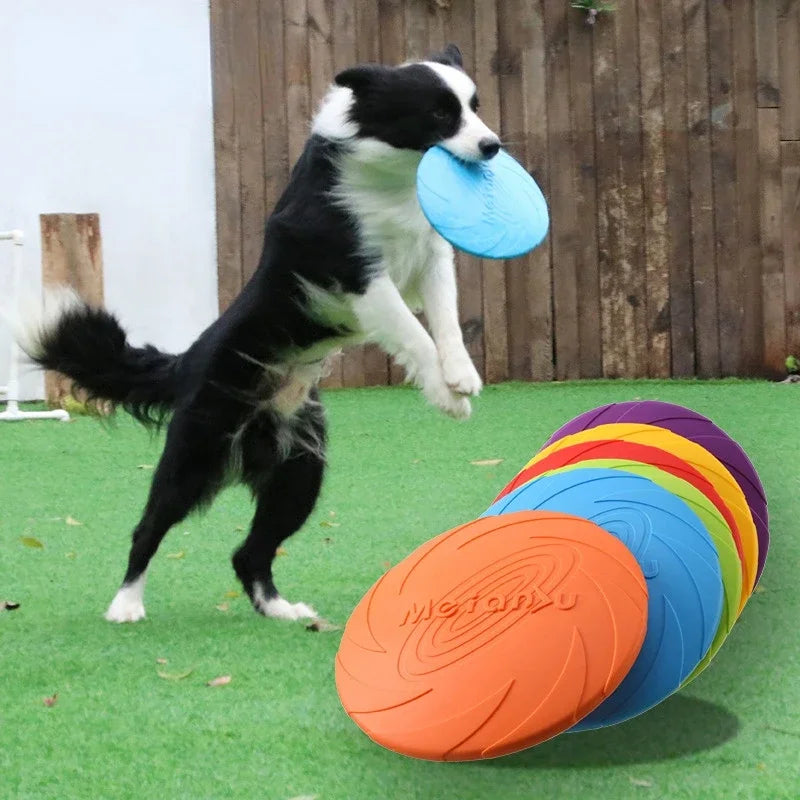 Dog Flying Discs Game Toy – Durable Rubber Frisbee for Interactive Play and Exercise