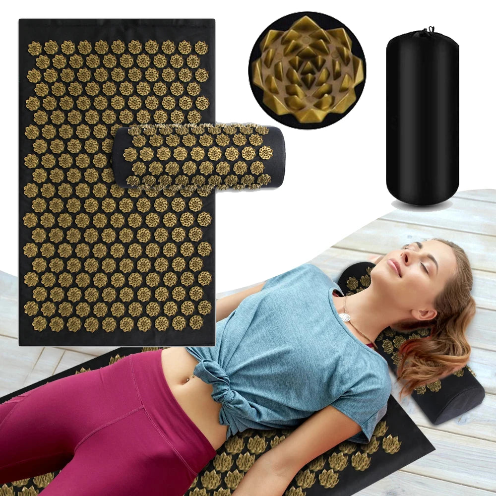 Lotus Acupressure Mat Mat Massage Applicator Lotus Spike Mat Pillow Yoga Mats Foot Neck Back Massager Shaki Cushion