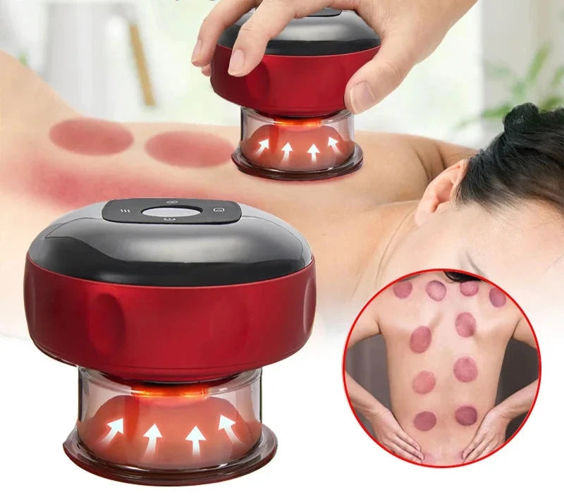 Electric Cupping Skin Scraping Massager – Red Light Therapy &amp; Negative Pressure Massage for Neck &amp; Body