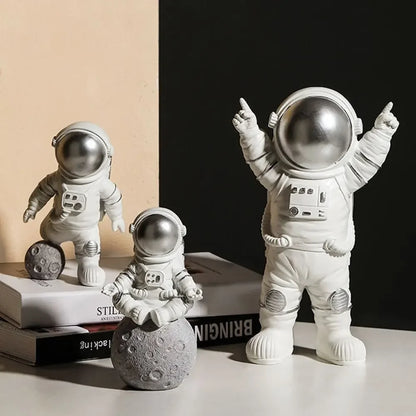 Resin Spaceman Moon Sculpture