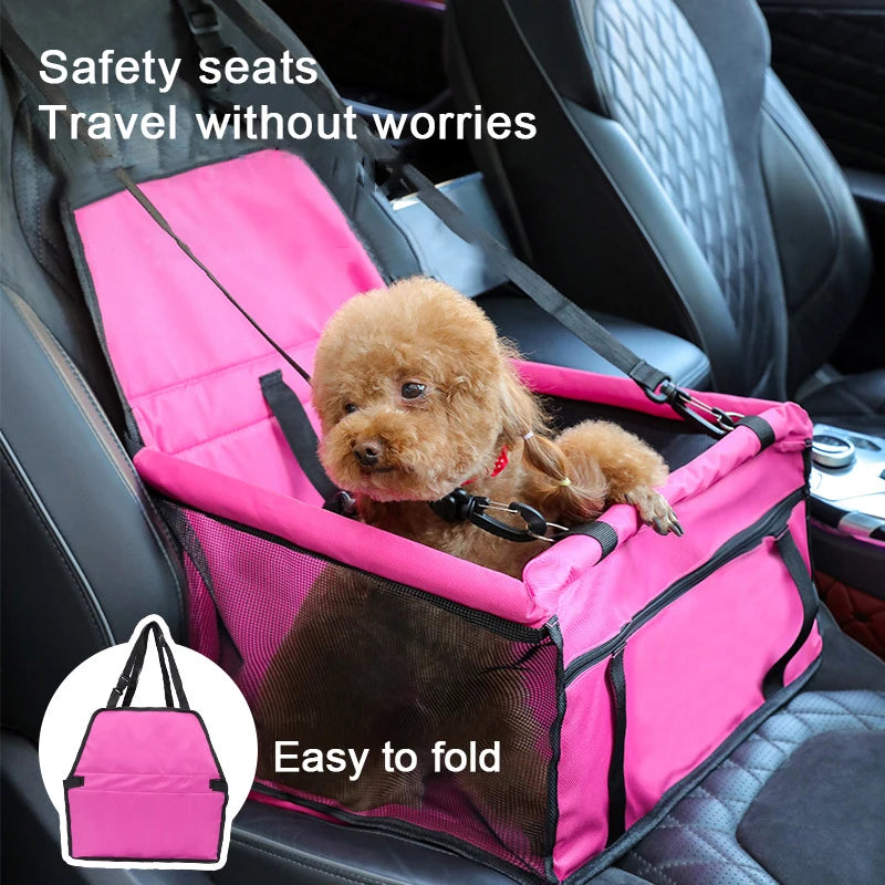 Dog Car Seat Cover Basket – Foldable &amp; Breathable Travel Seat for Dogs